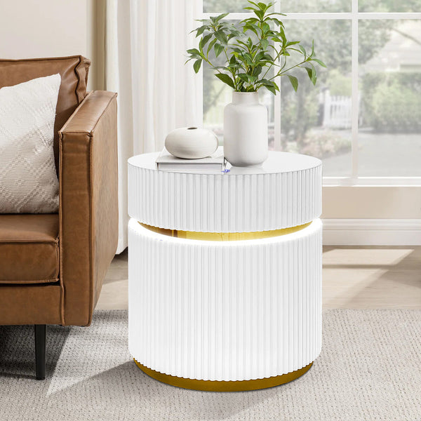 Tavita 19.5" Round White Side Table