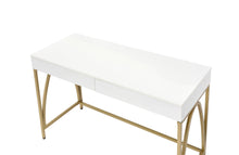 Lightmane - Vanity Desk - White High Gloss & Gold Finish