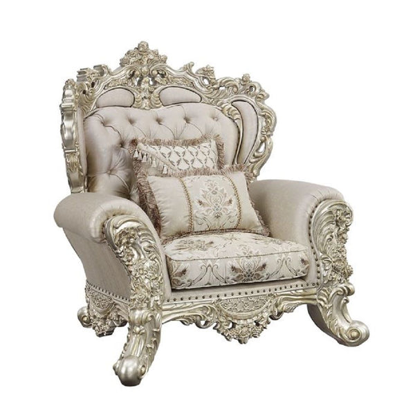 Danae Chair With 2 Pillows Fabric, Champagne & Gold