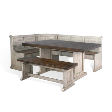 Homestead Hills - Wood Breakfast Nook Dining Set - Tobacco Leaf / Alpine Gray