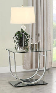 Danville - Square U-Shaped Glass Top Side End Table - Chrome