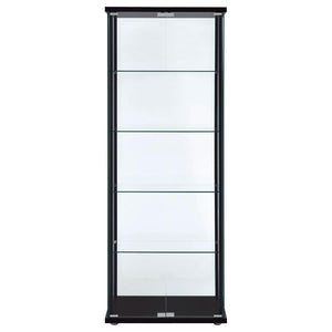 Delphinium - 5-Shelf Clear Glass Curio Display Cabinet - Black