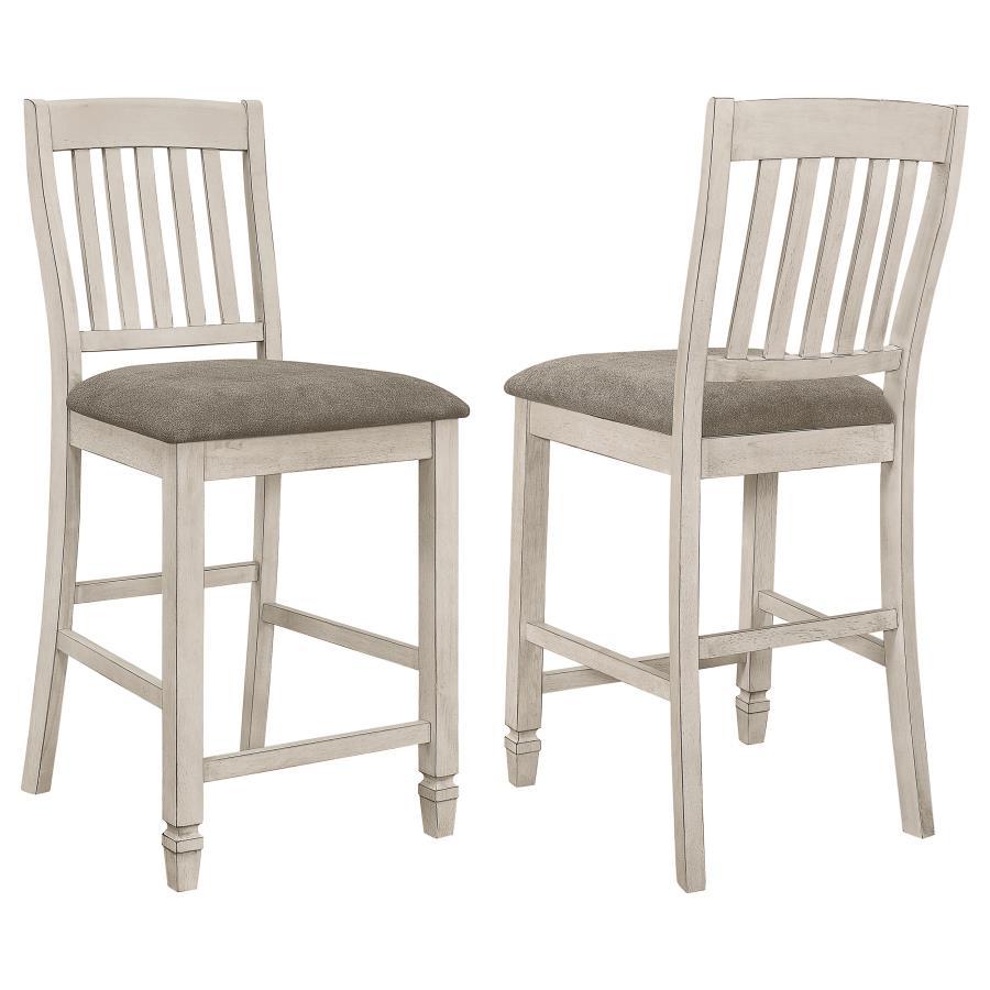 Sarasota - Slat Back Counter Height Chairs (Set of 2) - Gray And Rustic Cream