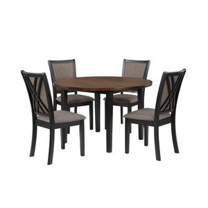 Potomac - 5 Piece Round Dining Set (Table & 4 Chairs) - Brown / Black