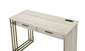 Tyeid - Desk - Antique White & Gold Finish