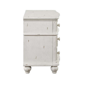 Jaqueline - Nightstand - Light Gray Linen & Antique White Finish