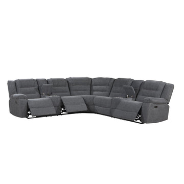 Redondo - Power 3 Piece Ssectional (2 Loveseats & Wedge) - Dark Gray