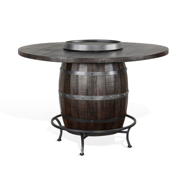 Homestead - Round Pub Table With Wine Barrel Base - Tobacco Leaf