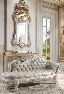 Vanaheim - Bench - Beige Synthetic Leather & Antique White