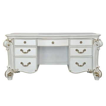 Vendome - Vanity Desk - Beige Synthetic Leather & Antique Pearl