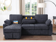 Mackenzie 91" Dark Gray Chenille Reversible Sleeper Sectional