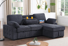 Mackenzie 91" Dark Gray Chenille Reversible Sleeper Sectional