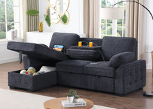 Mackenzie 91" Dark Gray Chenille Reversible Sleeper Sectional