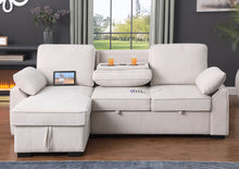Mackenzie 91" Beige Chenille REVERSIBLE Sleeper Sectional