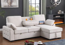 Mackenzie 91" Beige Chenille REVERSIBLE Sleeper Sectional