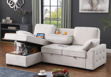 Mackenzie 91" Beige Chenille REVERSIBLE Sleeper Sectional