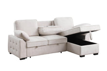 Mackenzie 91" Beige Chenille REVERSIBLE Sleeper Sectional