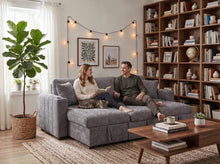 Seraphina II 97" Gray Boucle Fabric Reversible Sleeper Sectional Sofa