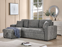 Seraphina II 97" Gray Boucle Fabric Reversible Sleeper Sectional Sofa
