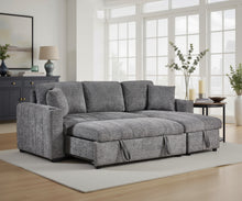 Seraphina II 97" Gray Boucle Fabric Reversible Sleeper Sectional Sofa