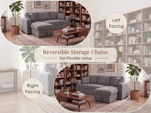 Seraphina II 97" Gray Boucle Fabric Reversible Sleeper Sectional Sofa