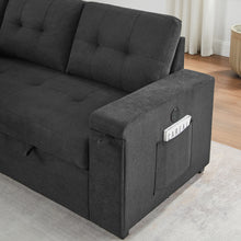 Toby 95" Black Woven Reversible Sleeper Sectional Sofa (V81395BK)