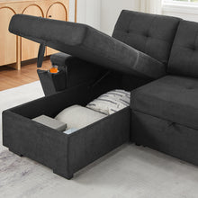 Toby 95" Black Woven Reversible Sleeper Sectional Sofa (V81395BK)