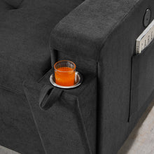 Toby 95" Black Woven Reversible Sleeper Sectional Sofa (V81395BK)
