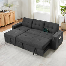 Toby 95" Black Woven Reversible Sleeper Sectional Sofa (V81395BK)