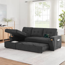 Toby 95" Black Woven Reversible Sleeper Sectional Sofa (V81395BK)