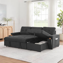Toby 95" Black Woven Reversible Sleeper Sectional Sofa (V81395BK)