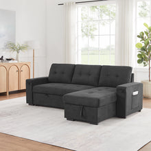 Toby 95" Black Woven Reversible Sleeper Sectional Sofa (V81395BK)