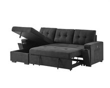 Toby 95" Black Woven Reversible Sleeper Sectional Sofa (V81395BK)