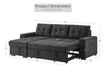 Toby 95" Black Woven Reversible Sleeper Sectional Sofa (V81395BK)