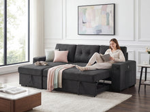 Toby 95" Black Woven Reversible Sleeper Sectional Sofa (V81395BK)