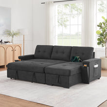 Toby 95" Black Woven Reversible Sleeper Sectional Sofa (V81395BK)