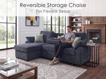 Mackenzie 91" Dark Gray Chenille Reversible Sleeper Sectional