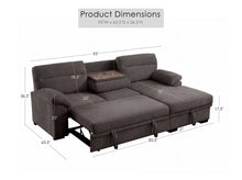Kipling II 95" Brown Chenille Sleeper Sectional Sofa