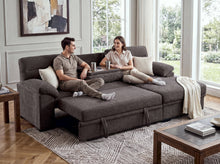 Kipling II 95" Brown Chenille Sleeper Sectional Sofa