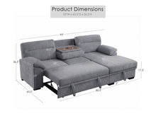 Kipling II 95" Light Gray Chenille Sleeper Sectional Sofa