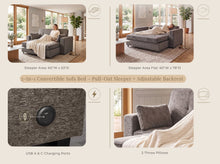 Arnold 76" Ash Brown Chenille Convertible Sofa Sleeper