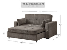 Arnold 76" Ash Brown Chenille Convertible Sofa Sleeper