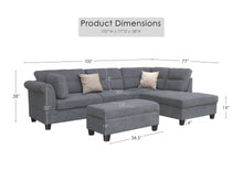 Diego 100"W Gray Fabric Sectional Sofa