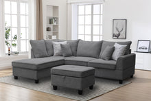 Harmony 99"W Gray Fabric Sectional Sofa