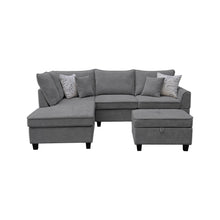 Harmony 99"W Gray Fabric Sectional Sofa