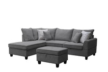 Harmony 99"W Gray Fabric Sectional Sofa