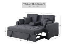 Cody II 70" Dark Gray Linen Convertible Sleeper Loveseat