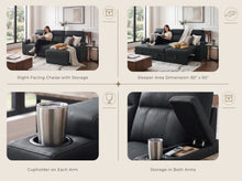 Kaden 91" Black Performance Fabric Sleeper Sectional Sofa Chaise
