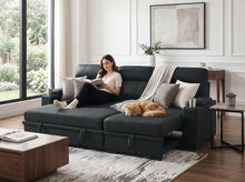 Kaden 91" Black Performance Fabric Sleeper Sectional Sofa Chaise
