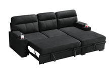 Kaden 91" Black Performance Fabric Sleeper Sectional Sofa Chaise